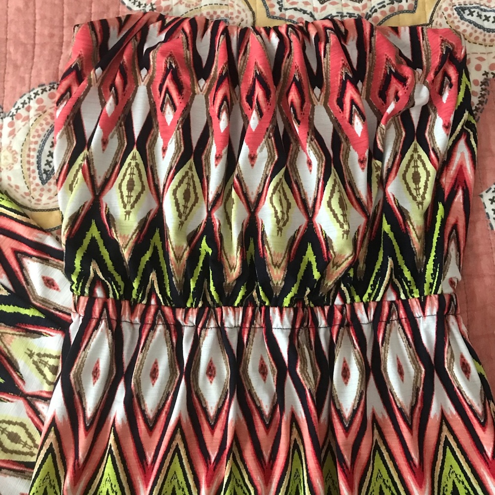 Geometric tribal strapless maxi dress S - Picture 2 of 3